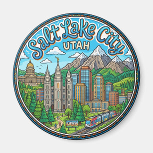 Salzseestadt-Skyline Utah Magnet