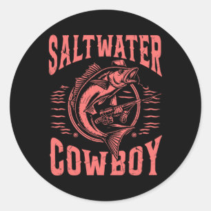 Salzwasser-Cowboy-Angeln Runder Aufkleber