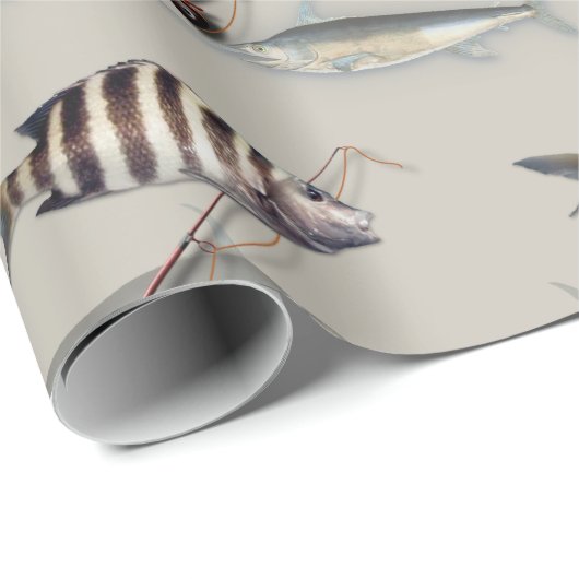 Salzwasser Fisch Offshore Fischen Rote Maskuline Geschenkpapier (Rolleneckpunkt)