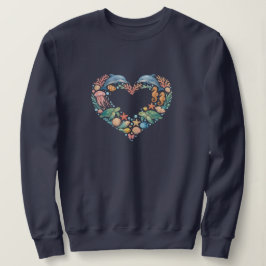Salzwasser-Meeresleben Herz Sweatshirt