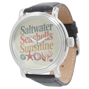 Salzwasser Meeresmuscheln Sonnenschein Sommer Stra Armbanduhr