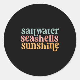 Salzwasser Muscheln Sonnenschein Sommer Strand Lie Runder Aufkleber