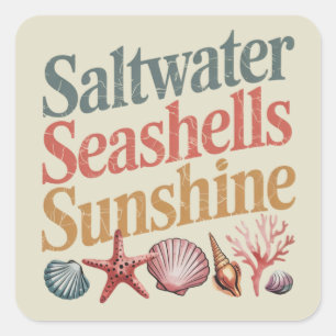 Salzwasser Muscheln Sonnenschein Sommer Strand Url Quadratischer Aufkleber
