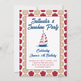 Salzwasser & Sonnenschein Strandsegel-Rote Party Einladung