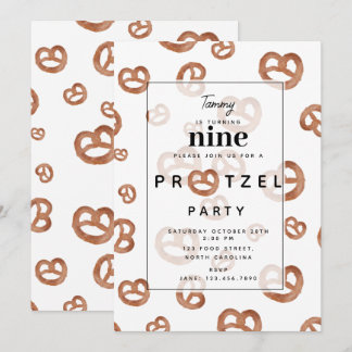 Salzweiche Wasserfarbe Bretzel Geburtstagsparty Einladung