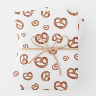 Salzweiche Wasserfarben Prätzelmuster Geschenkpapier Set