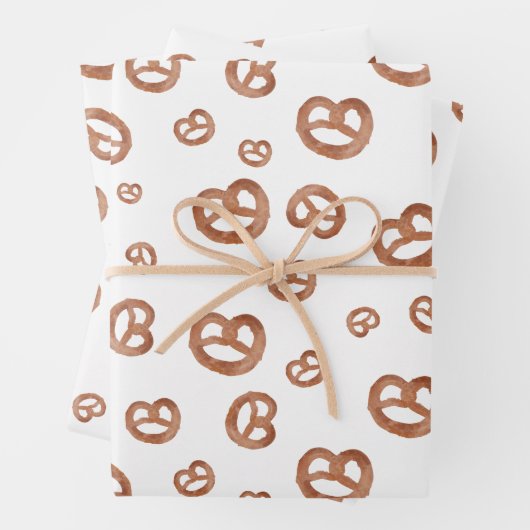 Salzweiche Wasserfarben Prätzelmuster Geschenkpapier Set (Beispiel)