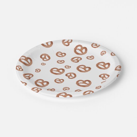 Salzweiche Wasserfarben Prätzelmuster Pappteller (Schrägansicht)