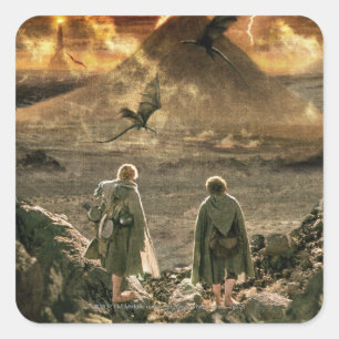 Sam and FRODO™ Approaching Mount Doom Quadratischer Aufkleber