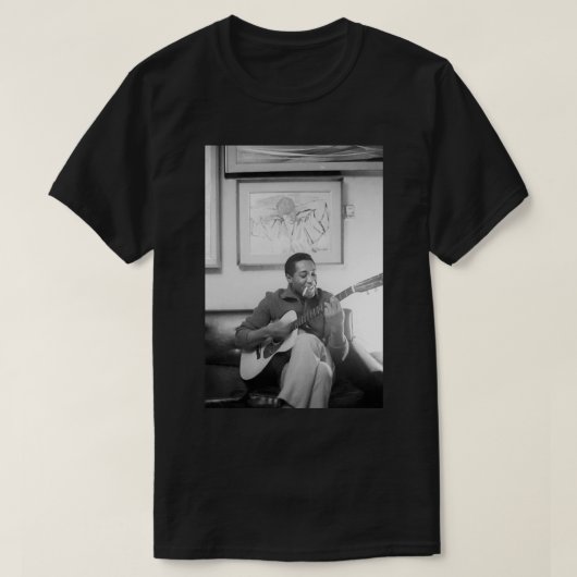 Sam Cooke Playing Guitar Poster T-Shirt (Design vorne)