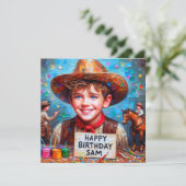 SAM ~ Geburtstagskarte ~ Cowboy ~ Flat Card (Stehend Vorderseite)