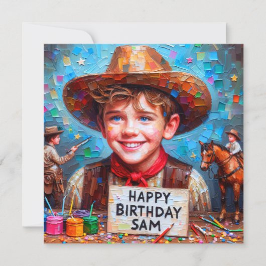 SAM ~ Geburtstagskarte ~ Cowboy ~ Flat Card (Vorderseite)
