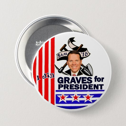 Sam-Gräber für Präsidenten 2016 Button (Vorne & Hinten)
