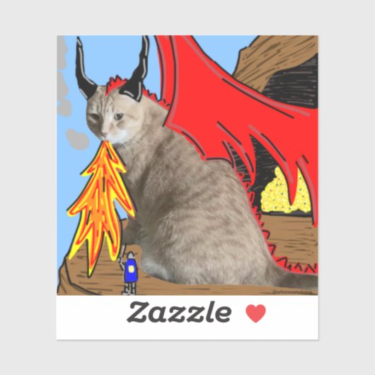 Sam Le Cat Dragon Vinyl Sticker (Blatt)
