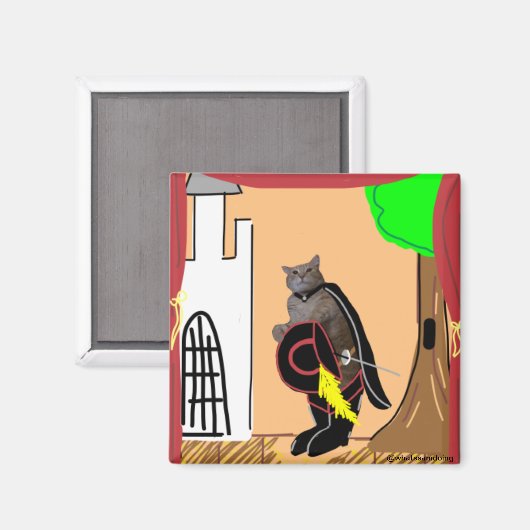 Sam Le Cat Foretting Seine Lines Magnet (Vorderseite/Rückseite)