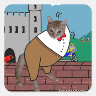 Sam Le Cat Humpty Dumpty Quadratischer Aufkleber
