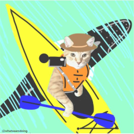 Sam Le Cat Selfie Kayak Sticker (Vorderseite)