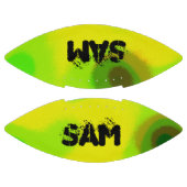 Sam Name auf grüner und gelber Ölfarbe, Football (Paneele)