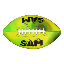 Sam Name auf grüner und gelber Ölfarbe, Football