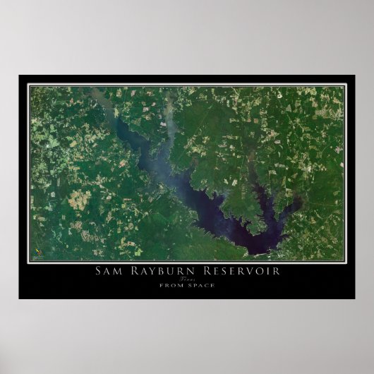 Sam Rayburn Lake Texas Satellite Poster Karte (Vorne)