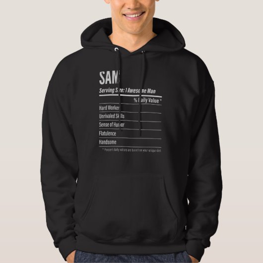 Sam Serving Size Nutrition Label Kalorien Hoodie (Vorderseite)