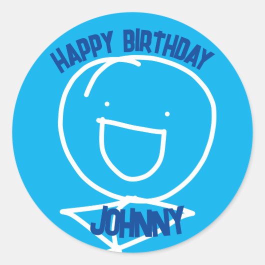 Sam Stickman Birthday Classic Round Sticker (Vorderseite)