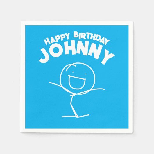 Sam Stickman Birthday Paper Napkins Serviette (Vorderseite)