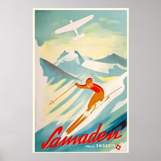 Samaden Schweiz Switzerland Schweizer Alpen Vintag Poster (Vorne)