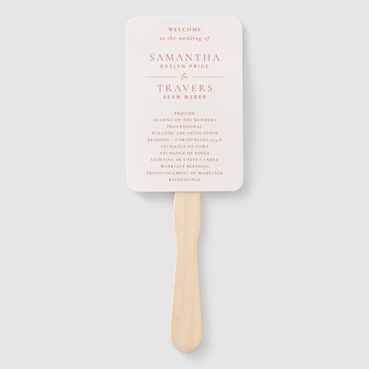 Samantha Burnt Orange Traditional Elegant Wedding Fächer (Vorderseite)