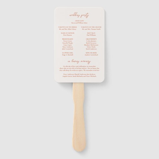 Samantha Burnt Orange Traditional Elegant Wedding Fächer (Rückseite)