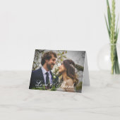 Samantha Calligraphy Folded Foto Wedding Dankeskarte (Vorderseite)