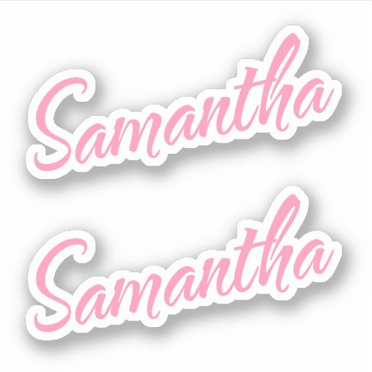 Samantha-Dekorationsname in Rosa x2-Aufkleber Aufkleber (Vorderseite)