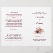 Samantha Elegant Burgundy Folded Wedding Program (Vorderseite)