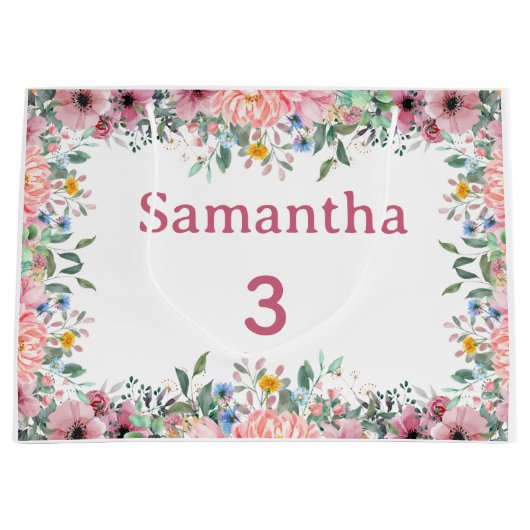 Samantha Floral Gift Bag, Large 3rd Birthday Große Geschenktüte (Vorderseite)