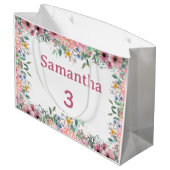 Samantha Floral Gift Bag, Large 3rd Birthday Große Geschenktüte (Rückseite Schrägansicht)