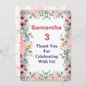 Samantha Floral Thank You Card, 3rd Birthday Dankeskarte (Vorne/Hinten)