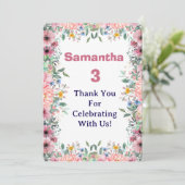 Samantha Floral Thank You Card, 3rd Birthday Dankeskarte (Stehend Vorderseite)