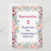 Samantha Floral Thank You Card, 3rd Birthday Dankeskarte (Vorderseite)