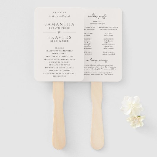 Samantha Gray Traditional Elegant Wedding Fächer (Vorne und Hinten)