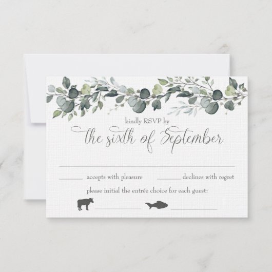 Samantha & Michael RSVP Card mit Menüoptionen Einladung (Vorderseite)