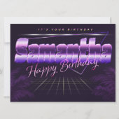 Samantha Name Vorname lila retro Karte Geburtstag (Vorderseite)