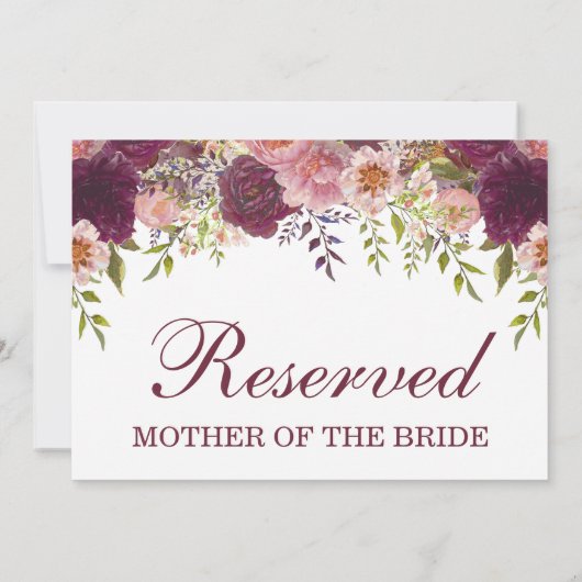 Samantha Rustic Burgundy vorbehaltene Wedding Sign (Rückseite)