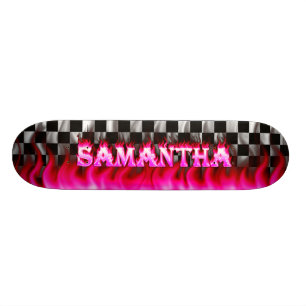 Samantha-Skateboardrosafeuer und Flammenentwurf Skateboard
