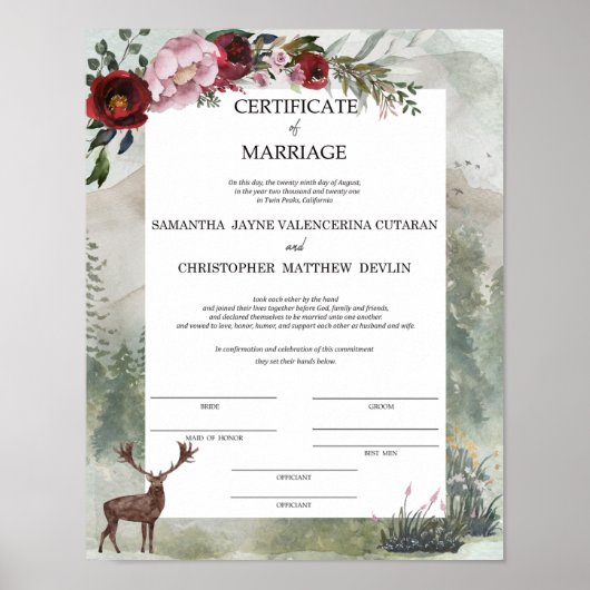 Samantha und Chris Certificate of Marriage Poste Poster (Vorne)