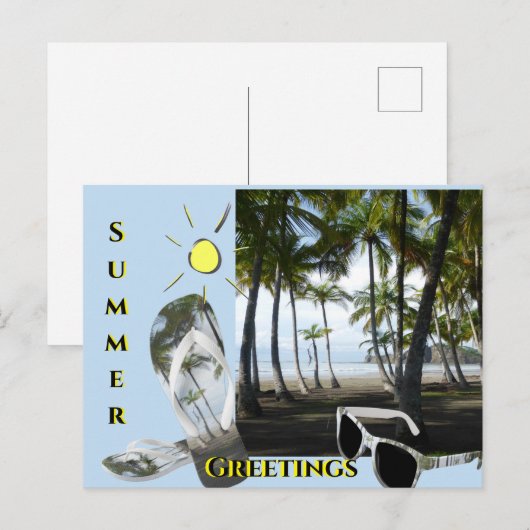 Sámara Beach Sommer Grüße Kust. Postkarte (Vorne/Hinten)