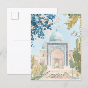 Samarkand Usbekistan Gouache-Illustration Reise Postkarte