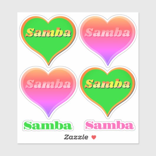 Samba Dance heartCustom-Cut Vinyl Sticker (Blatt)