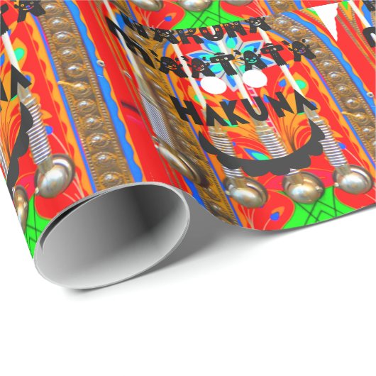 Samba Karneval Farben Hakuna Matata Bling. Geschenkpapier (Rolleneckpunkt)