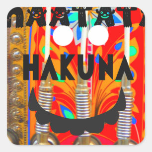 Samba Karnevalfarben Hakuna Matata blings.png Quadratischer Aufkleber