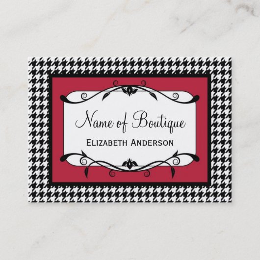 Samba Red and Black Hahnentrittmuster Fall Fashion Visitenkarte (Vorderseite)